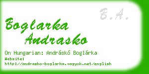 boglarka andrasko business card